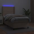 vidaXL Boxspring posteľ matrac a LED kapučínová 90x200 cm umelá koža