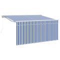 vidaXL Sklopná markíza Modrá a biela 300 x 200 cm Polyester a hliník