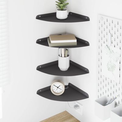 vidaXL Závesná polica s poličkou 4 pcs Čierny 24 x 24 x 2 cm