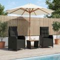 vidaXL Záhradný lounge set 3 ks Čierna