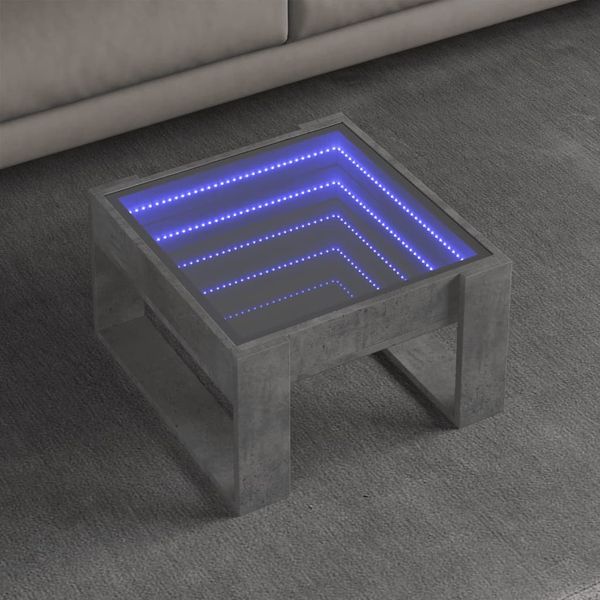 vidaXL Konferenčný stolík s nekonečnými LED betónovosivý 50x53x30 cm