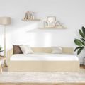 vidaXL Rohový rám postele s čelnou doskou Krémová 90 cm x 190 cm látka