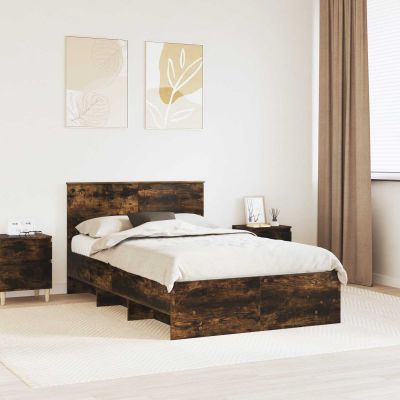 vidaXL Rám postele Dymová dub 137 x 203 cm Kompozitné drevo