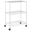 vidaXL Regál s 3 policami na kolieskach 60x35x81 cm chrómový 150 kg
