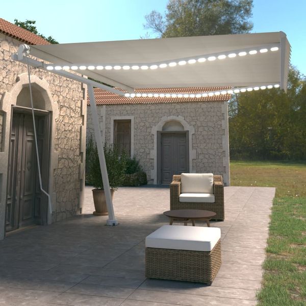 vidaXL Ručne zaťahovacia markíza s LED 450x350 cm krémová