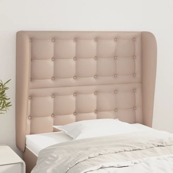 vidaXL Čelo postele so záhybmi kapučínové 103x23x118/128 cm umelá koža