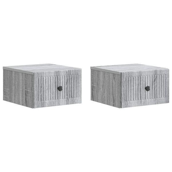 vidaXL Nástenná nočná skrinka 2 pcs Sivá sonoma 33 x 34,5 x 20 cm