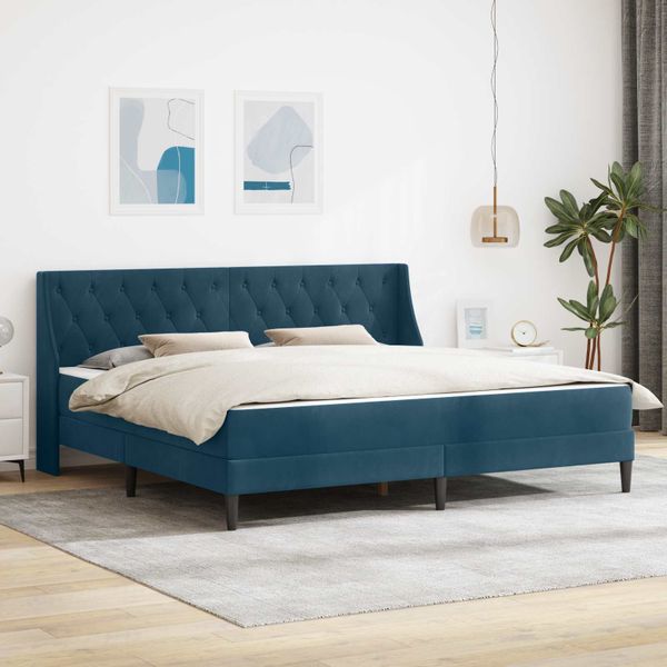 vidaXL Rám postele s matracom s matracmi Modrá 200 x 200 cm Zamat