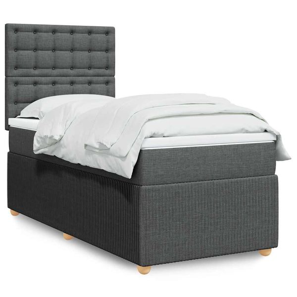 vidaXL Boxspring posteľ s matracom tmavosivá 100x200 cm látka