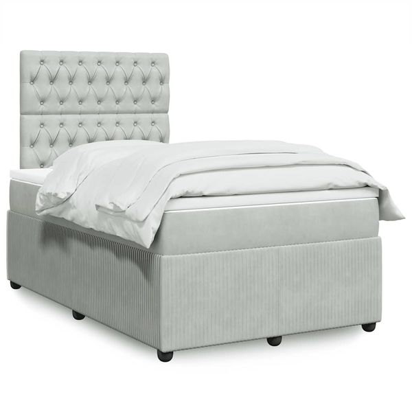 vidaXL Boxspring posteľ s matracom bledosivá 120x190 cm zamat