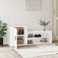 vidaXL Botník lesklý biely 130x35x54 cm spracované drevo