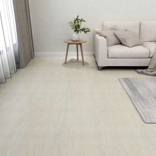 vidaXL Podlahové dosky 5,11 m² 55 pcs PVC Krémovo biela
