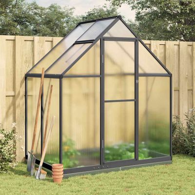 vidaXL Skleník s základovým rámom antracitový 169x114x202 cm hliník