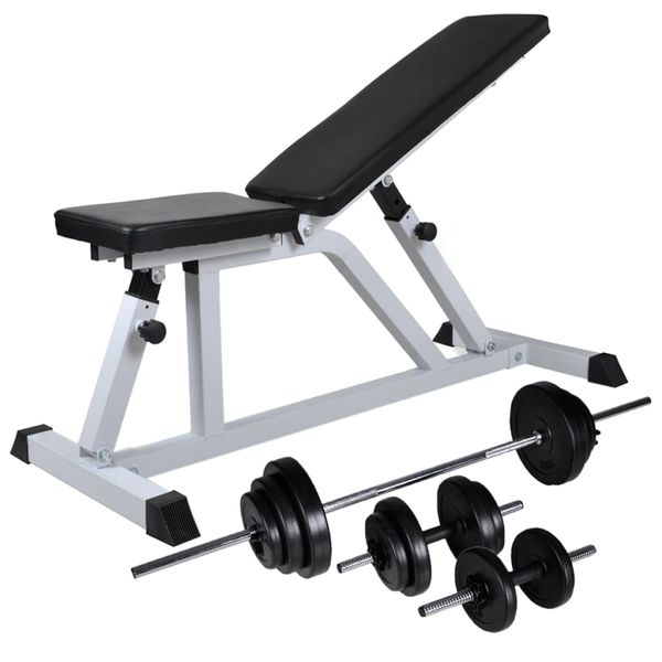vidaXL Posilňovacia lavica so sadou činiek barbell a dumbbell 30,5 kg