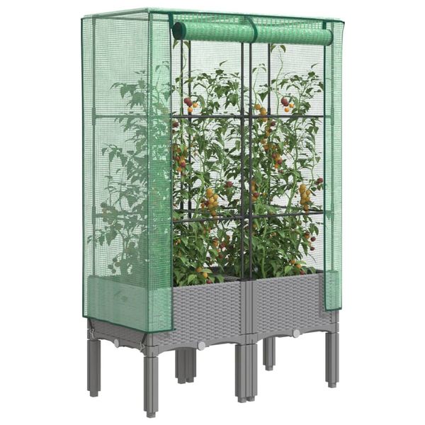 vidaXL Záhon s krytom na skleník ratanový vzhľad 80x40x140 cm