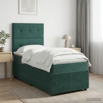 vidaXL LED boxspring posteľ s matracom Tmavozelená 80 x 200 cm Zamat