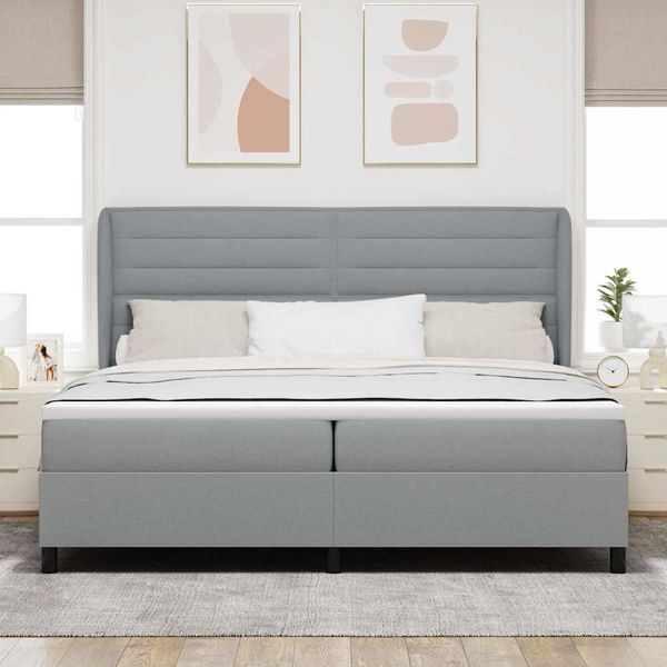 vidaXL Posteľ s pružinovým rámom Svetlosivá 200 x 200 cm látka