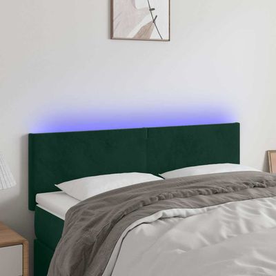 vidaXL Čelo postele s LED tmavozelené 144x5x78/88 cm zamat