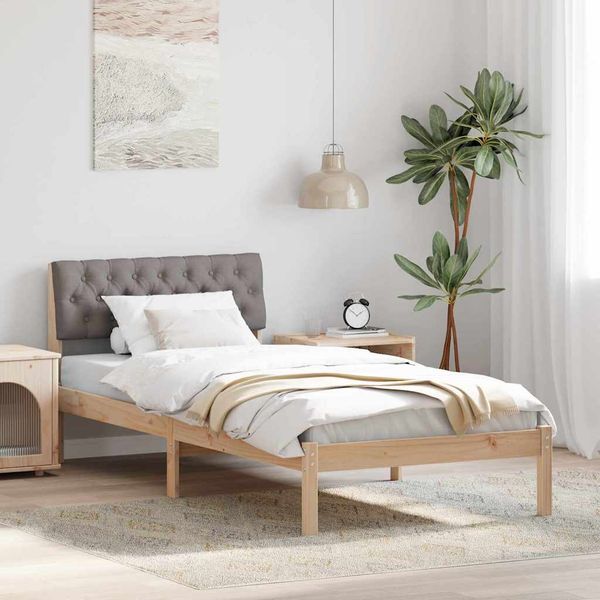 vidaXL Rám postele Hnedá a taupe 90 x 190 cm Borovicový masív