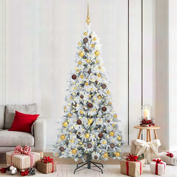vidaXL Umelý Sklápací Vianočný Stromček Biela 210 cm PE a PVC