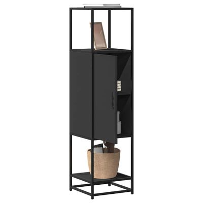 vidaXL Vysoká skrinka čierna 35,5x35x139 cm kompozitné drevo+kov
