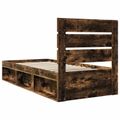 vidaXL Rám postele Dymová dub 100 x 200 cm Masívne borovicové drevo