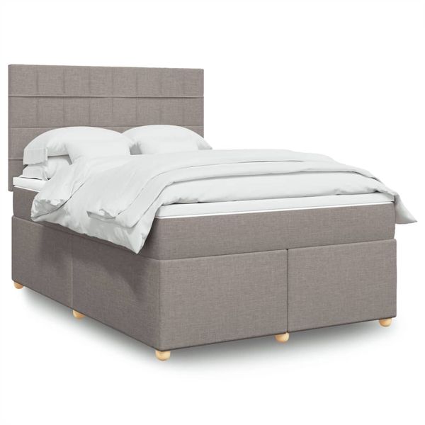 vidaXL Posteľný rám boxspring s matracom sivohned 140x200 cm látka