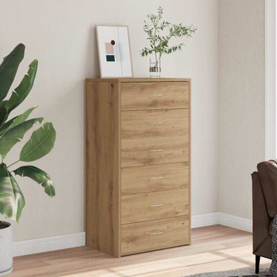 VidaXL Príborník so 6 zásuvkami Dub Artisan 50x34x96 cm Umelecké drevo