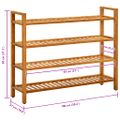 vidaXL Regál na topánky so 4 policami 100x27x80 cm dubový masív