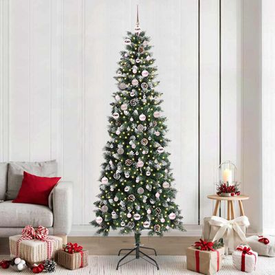 vidaXL Umelý vianočný stromček Zelená 240 cm PVC, plast a oceľ