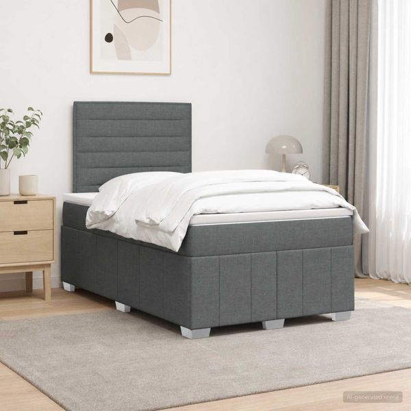 vidaXL Posteľ boxspring s matracom Tmavosivá 120 x 190 cm Látka