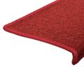 vidaXL Schodové rohože 30 ks 65x21x4 cm červené s obdĺžnikovým okrajom