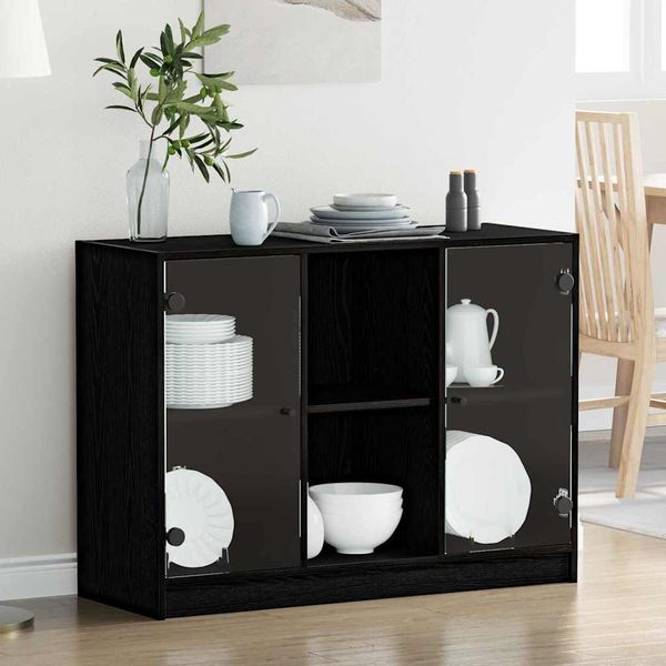 vidaXL Servírovacia skriňa Čierny dub 100 x 37 x 75.5 cm