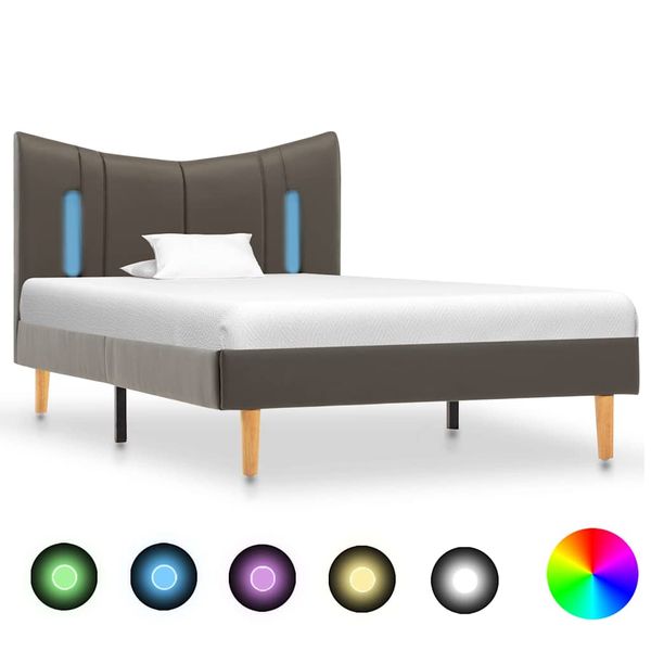 vidaXL Posteľný rám s LED antracitový 100x200 cm umelá koža