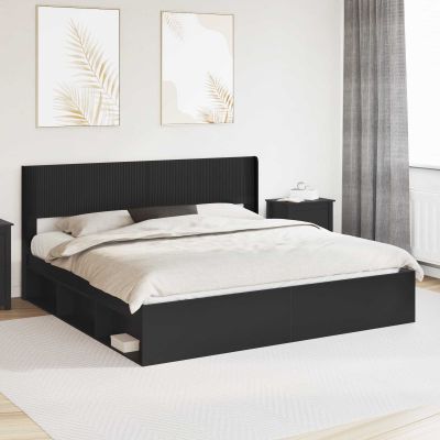 vidaXL Posteľový rám s úložným priestorom a čelom Čierna 180 x 200 cm