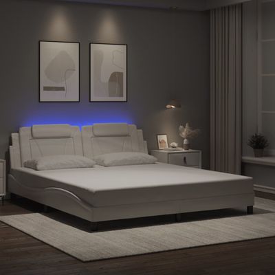 vidaXL Rám postele Viana s LED bez matraca biely 180x200 cm