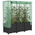 vidaXL Záhon s krytom na skleník ratanový vzhľad 120x40x123 cm