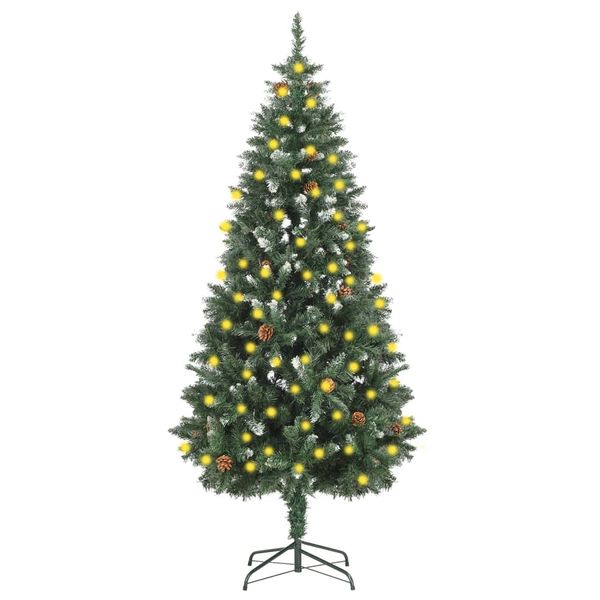 vidaXL Osvetlený umelý vianočný stromček so šiškami 180 cm