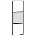 vidaXL Posuvné dvere s kovaním čierne 76x205 cm tvrdené sklo