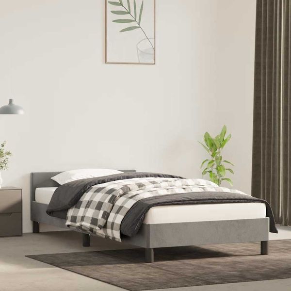 vidaXL Posteľ bez matraca bledosivý 90x200 cm zamat