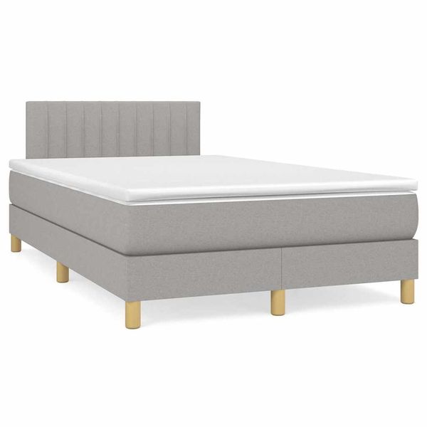 vidaXL Boxspring posteľ s matracom a LED, svetlosivá 120x190 cm, látka
