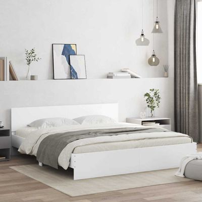 vidaXL Rám postele s čelom Biela 193 x 203 cm Kompozitné drevo