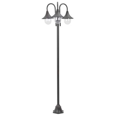 vidaXL Záhradná stĺpová lampa E27 220 cm hliníková 3-lampáše bronzová