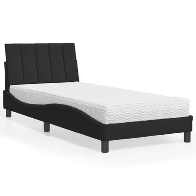 vidaXL Posteľ s matracom Hanko čierny 90x190 cm zamat