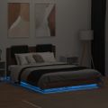 vidaXL Posteľný rám s čelom a LED svetlami hnedý dub 120x190 cm