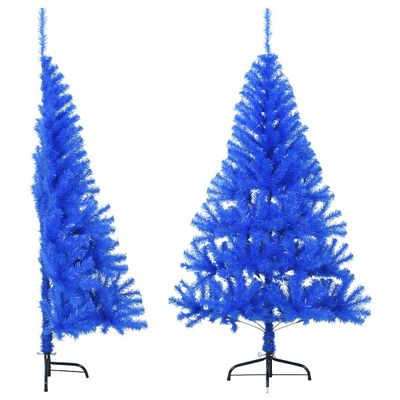 vidaXL Umelý vianočný polovičný stromček s podstavcom modrý 150 cm