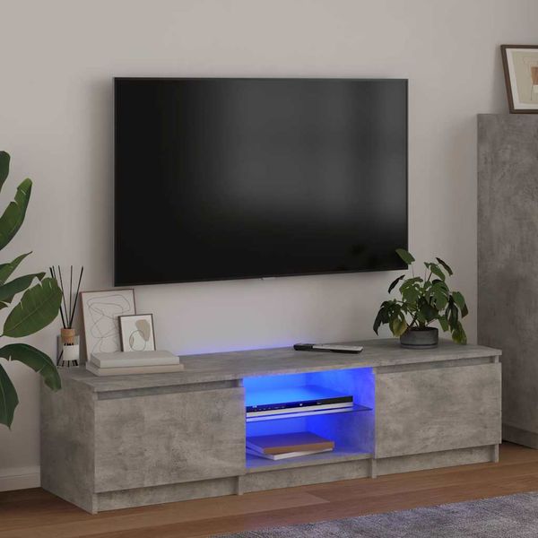 vidaXL TV skrinka s LED svetlami betónovo-sivá 140x40x36 cm