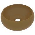vidaXL Luxusné umývadlo, okrúhle, matné krémové 40x15 cm, keramika