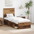 vidaXL Rám postele Staré drevo 75 x 190 cm Masívne borovicové drevo