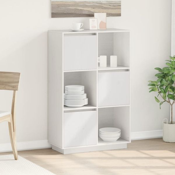 vidaXL Vysoká skrinka biela 74x35x117 cm masívna borovica